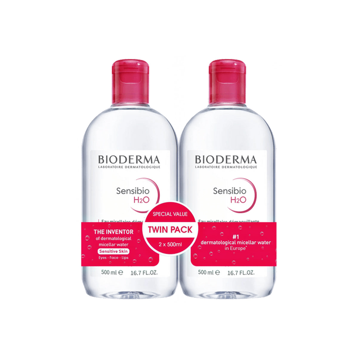 Bioderma Duo Sensibio H2O 2 X 16.7 Fl.Oz. Makeup Remover Cleanser - Face Cleanser For Sensitive Skin