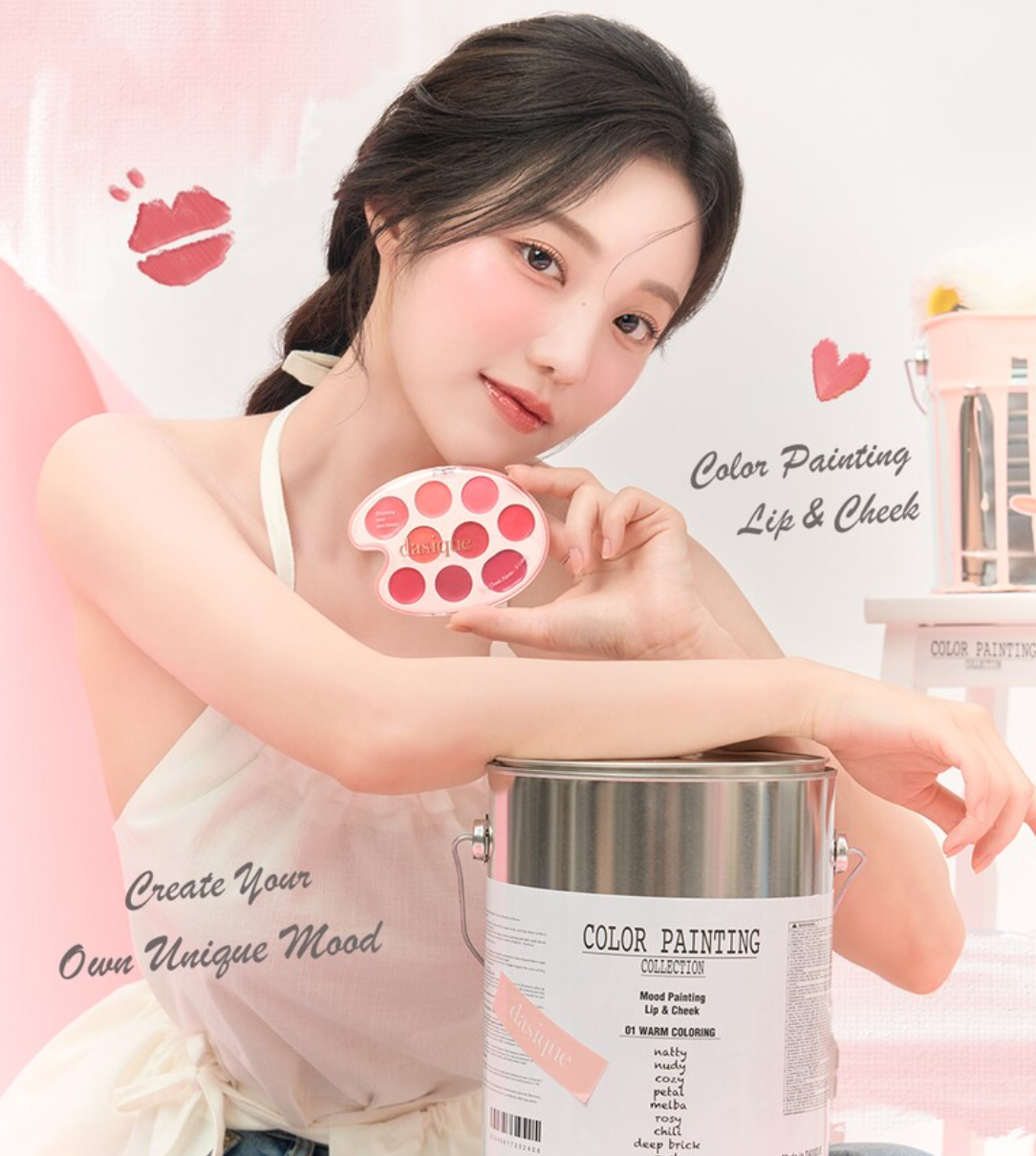 Dasique Mood Painting Lip & Cheek Palette #02 Coral Coloring