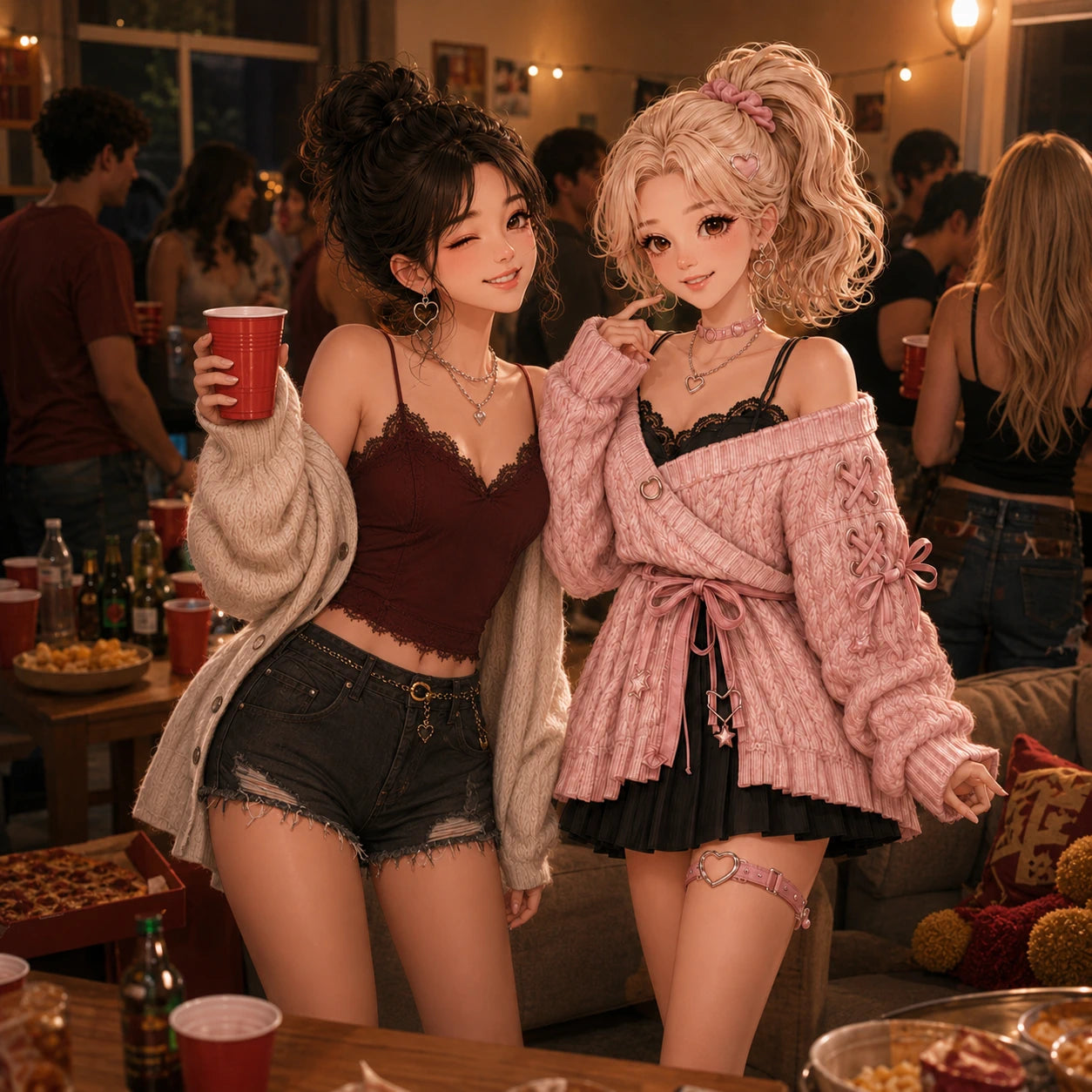 Nana enjoying a party with a university friend
